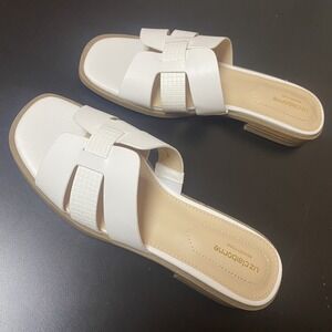 Liz Claiborne White Dressy Flip Flops Sandals Women's Size 7 Memory Foam